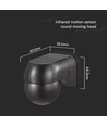 PIR veggsensor med bevegelig hode, IP44 - 180 grader, 12m rekkevidde, sort, utendørs og innendørs
