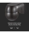 PIR Veggsensor - Helsvart IP44 (Maks: 400W LED).