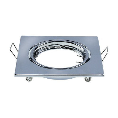 2 stk. GU10 innfellingsspot - Krom, firkantet, hull: 70x70 mm, mål: 82x82 mm, max 35W