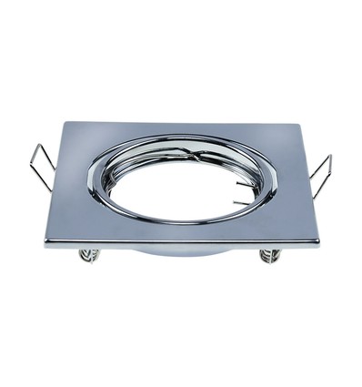 2 stk. GU10 innfellingsspot - Krom, firkantet, hull: 70x70 mm, mål: 82x82 mm, max 35W