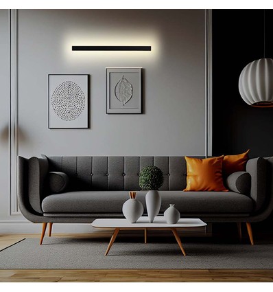 20W LED lineær vegglampe, 101cm - IP65, 3000K, sort, 150 grader spredning