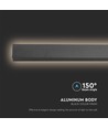 20W LED lineær vegglampe, 101cm - IP65, 3000K, sort, 150 grader spredning