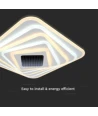 150W LED Smart Taklampe - Dekorativ, 50x50x7cm, 3i1, Dimbar, Fjernkontroll