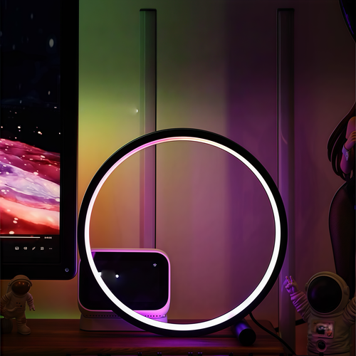 Slim Sirkel RGBIC lampe - Hvit, Ø30cm, Bluetooth, 5V USB