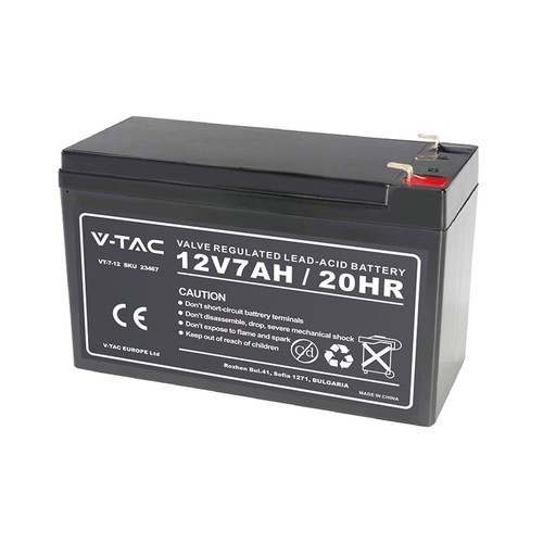 12V / 7Ah blybatteri - 151x65x100mm, ABS, VRLA oppladbart batteri