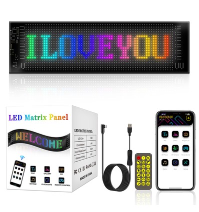 2x Pixel matrise panel 20x64 - Bluetooth, 5V USB