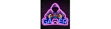 Gamer neonskilt med LED-lys - Stor modell 39x33 cm, perfekt for gamingrom
