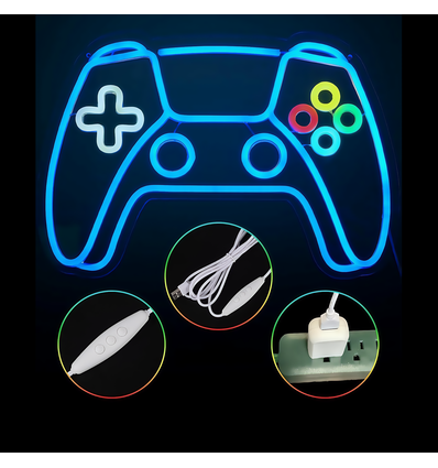 Controller neonskilt gamepad, LED-lys - Stor modell 39x27 cm, perfekt for gamingrom