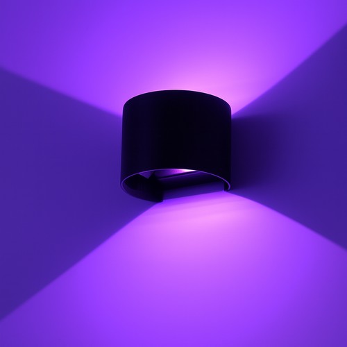 6W Vegglampe - IP65, Rund, Tuya, Sort, Opp/ned, Justerbar, Inne / ute, Inkl. lyskilde