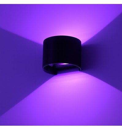 6W Vegglampe - IP65, Rund, Tuya, Sort, Opp/ned, Justerbar, Inne / ute, Inkl. lyskilde