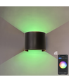 6W Vegglampe - IP65, Rund, RGB + CCT Tuya, Sort, Opp/ned, Justerbar, Inne / ute, Inkl. lyskilde