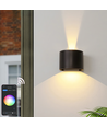 6W Vegglampe, Hue-kompatibel - IP65, Rund, RGB+CCT, Zigbee, sort, opp/ned, justerbar, inne/ute, inkl. lyskilde