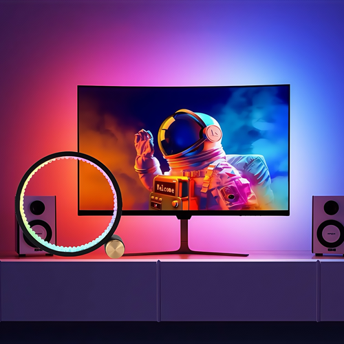 Slim Sirkel RGBIC lampe - Ø20cm, Bluetooth, 5V USB