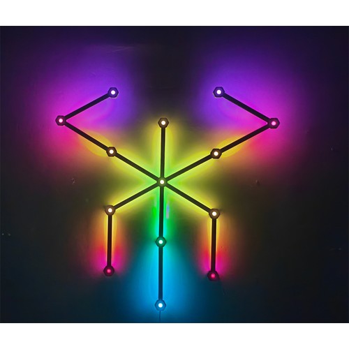 Hexa-Light RGBIC komplett sett - 9 lysskinner, veggmontert, Bluetooth-app, USB, sort