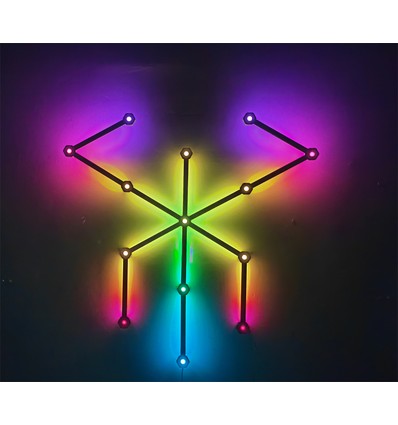 Hexa-Light RGBIC komplett sett - 9 lysskinner, veggmontert, Bluetooth-app, USB, sort