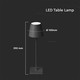 Restsalg: V-Tac oppladelig bordlampe - Svart, IP20, touch dimbar, modell mini
