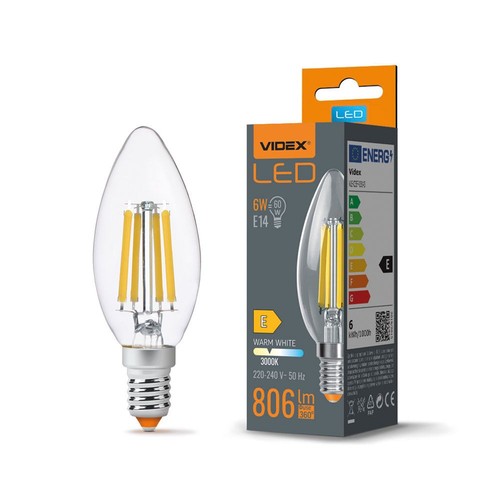 C35 LED-pære 6W E14 - glødetråd, varm hvit, 230V, 806lm