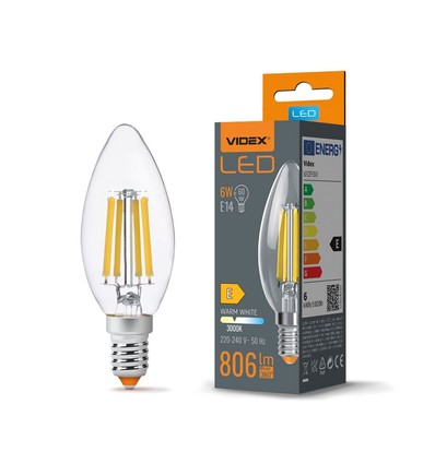 C35 LED-pære 6W E14 - glødetråd, varm hvit, 230V, 806lm