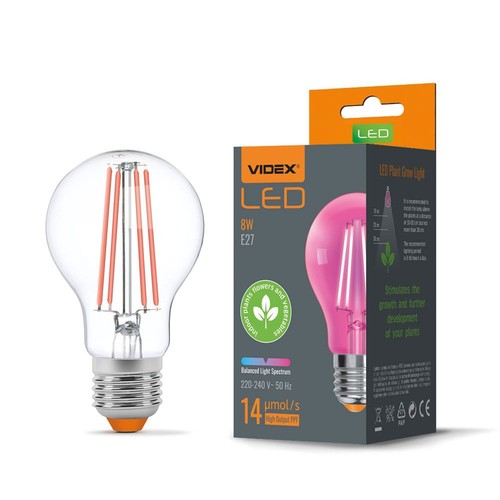 A60 LED plantevekstpære 8W E27 - Fito, 230V
