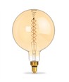 E27 8W dimbar LED pære - Spiral amber, 2200K, 500lm, 360°, G200, RA88, erstatter 42W