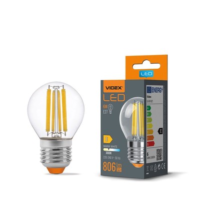 G45 LED-pære 6W E27 - glødetråd, varm hvit, 230V, 806lm