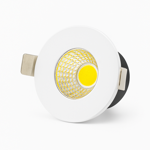 LEDlife Ø3,8cm Focu38 møbelspot innbygging RA92 - Hull: Ø3,5 cm, Mål: Ø3,8 cm, Matt hvit, 2W, 12V DC