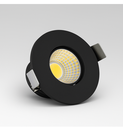 LEDlife Focu38 møbelspot innbygging RA92 - Hull: Ø3,5 cm, Mål: Ø3,8 cm, Sort, 2W, 12V DC