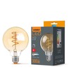 E27 4W dimbar LED pære - G95, spiral filament, amber glass, 2200K, flicker free
