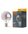 G95 LED-pære 4W E27 - kulltråd, dimbar, spiral, gråtonet / askefarget, ekstra varm hvit, 230V, lysstyrke 100, forbruk 4
