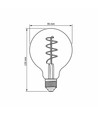 G95 LED-pære 4W E27 - kulltråd, dimbar, spiral, gråtonet / askefarget, ekstra varm hvit, 230V, lysstyrke 100, forbruk 4