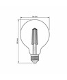 E27 7W dimbar LED pære - G95, 806lm, 4000K, 360 grader, filament glass