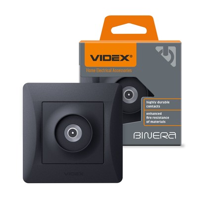 Videx BINERA TV-kontakt - Sort grafitt, IP20, 5-862 MHz, 75 Ω