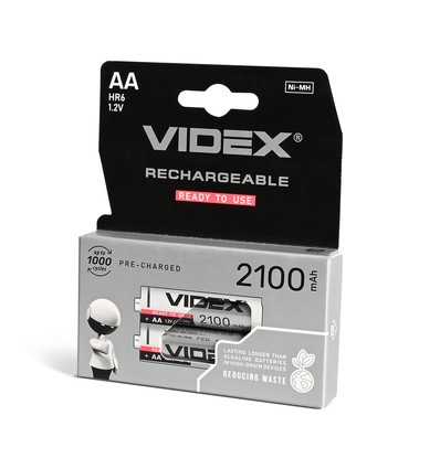 2 stk. AA/HR6 oppladbare batterier - Ni-MH, 2100mAh