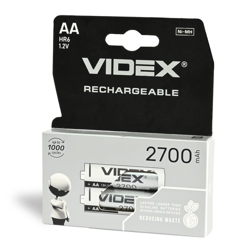 2 stk. AA Ni-MH oppladbare batterier