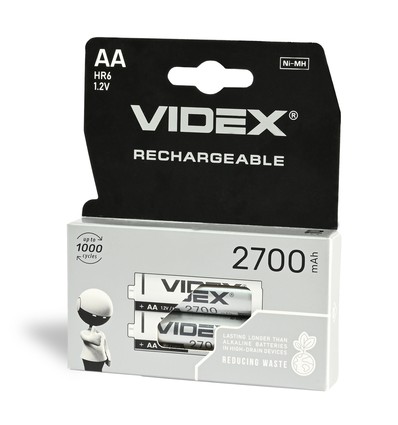 2 stk. AA Ni-MH oppladbare batterier