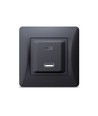 Vegguttag - USB-A + USB-C PD20W svart