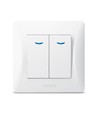 2-kanals bryter med indikatorlys - 86x86mm, IP20, hvit