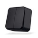 2-polet påveggsbryter - 68x68mm, IP20, sort