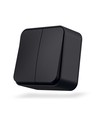 2-polet påveggsbryter - 68x68mm, IP20, sort