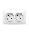 Schuko-stikkontakt - overflatemontert, dobbel, IP20, hvit