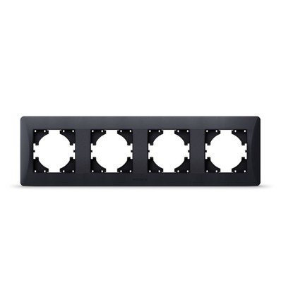 BINERA 4-hulls horisontal ramme - Sort grafitt, IP20, til stikkontakter og brytere