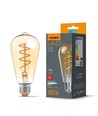 St64 LED-pære 4W E27 - kulltråd, dimbar, spiral, ravfarget, ekstra varm hvit, 230V, 300lm