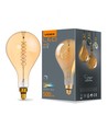 Ps160 LED-pære 8W E27 - kulltråd, dimbar, spiral, ravfarget, ekstra varm hvit, 230V, 500lm