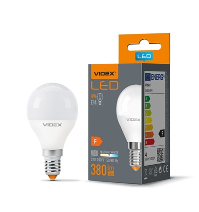 E14 4W LED kronepære - G45, 380lm, flicker free, 4000K nøytral hvit