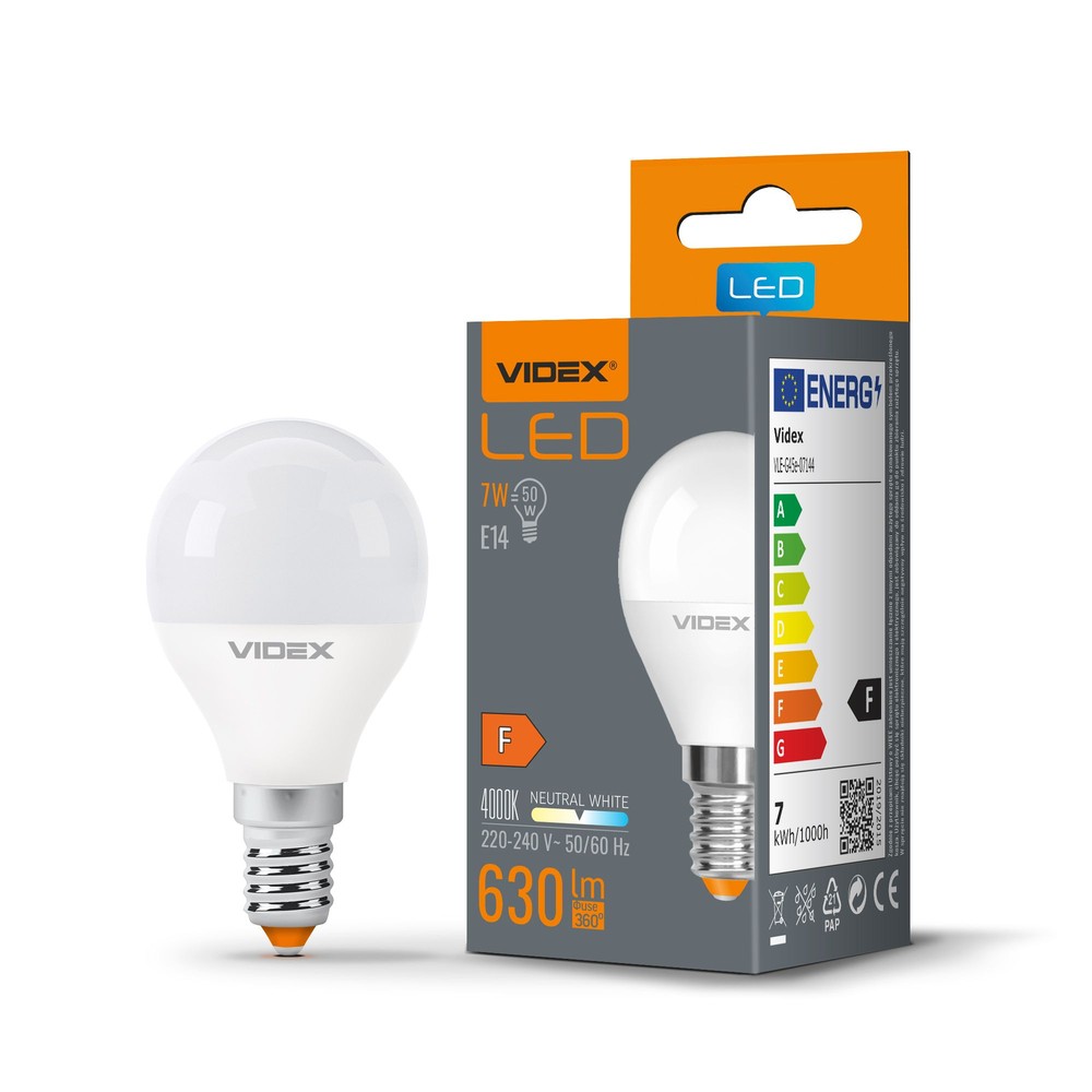 G45 LED-pære 7W E14 - nøytral hvit, 230V, 630lm - Kulør : Nøytral