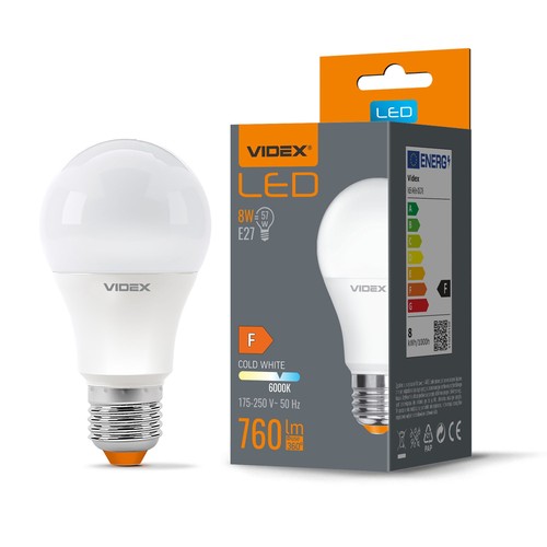 A60 LED-pære 8W E27 - kald hvit, 230V, 760lm