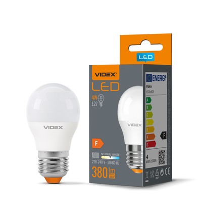 G45 LED-pære 4W E27 - nøytral hvit, 230V, 380lm, forbruk 4W
