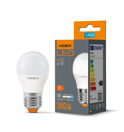 LED-pære 4W E27 - G45, varm hvit, 230V, 380lm, forbruk 4W