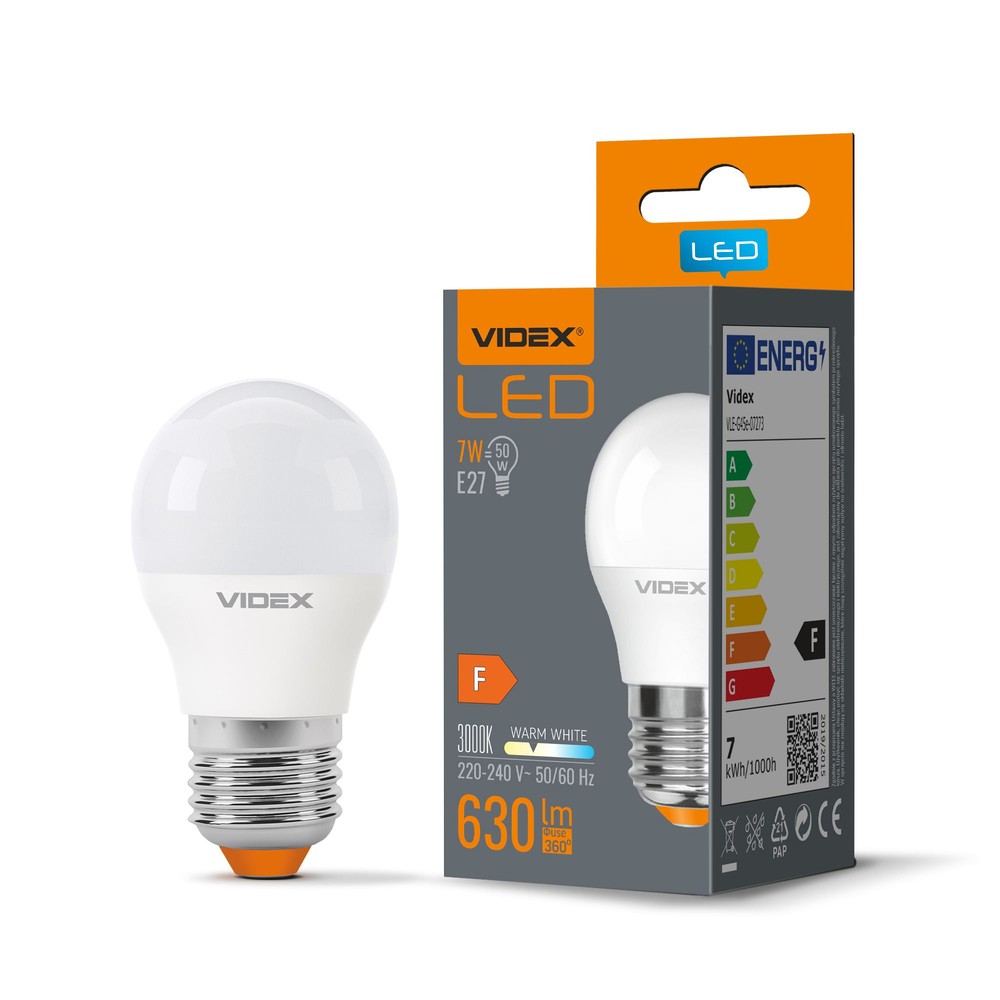 G45 LED-pære 7W E27 - varm hvit, 230V, 630lm - Kulør : Varm