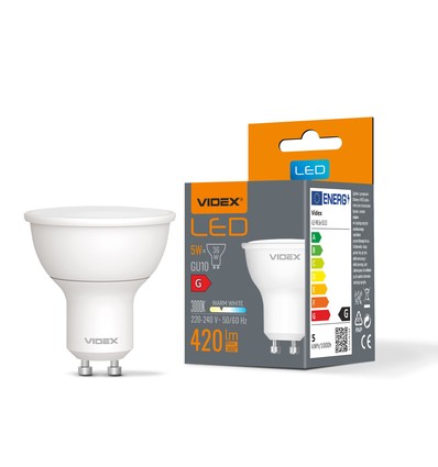 GU10 5W LED pære - 420lm, MR16, 3000K, 120°, flicker free